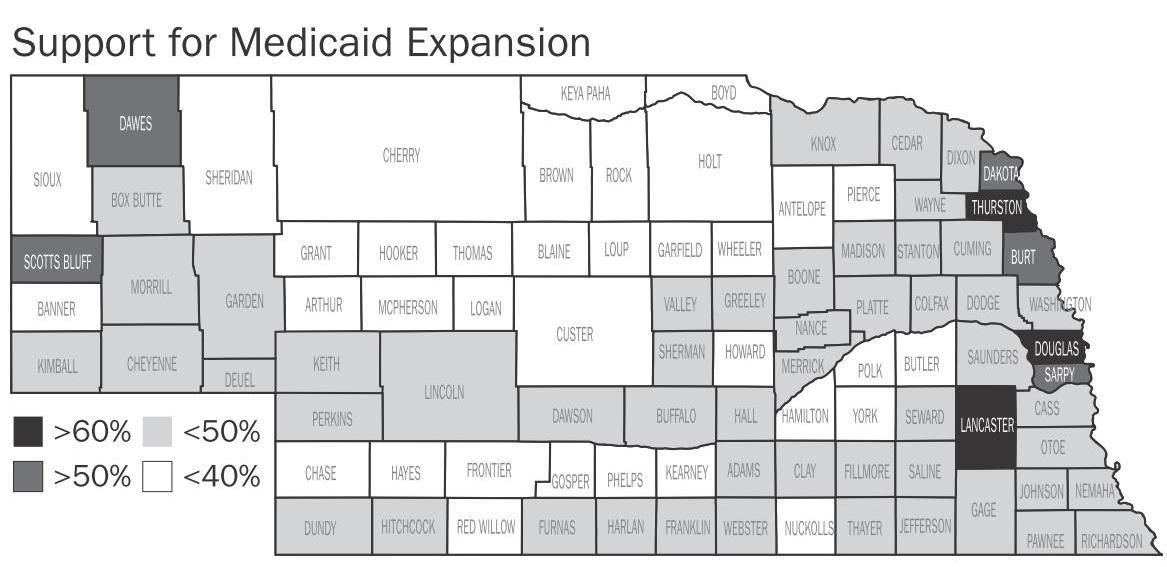 Medicaid Expansion vote by county